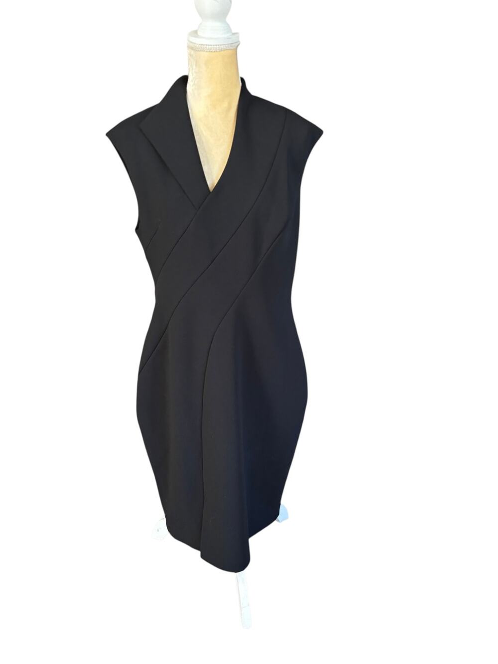 Ted Baker Black Geodese Faux Wrap Pencil Dress Size 5 Large US 12